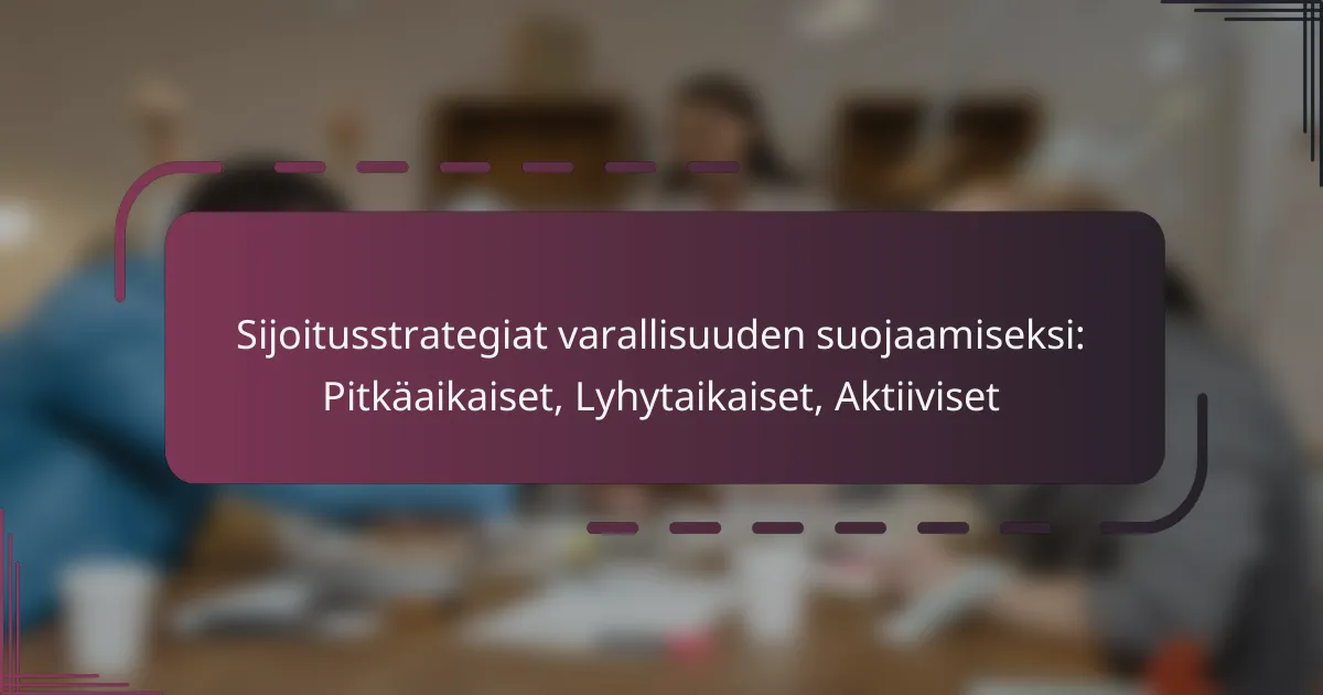 Sijoitusstrategiat varallisuuden suojaamiseksi: Pitkäaikaiset, Lyhytaikaiset, Aktiiviset