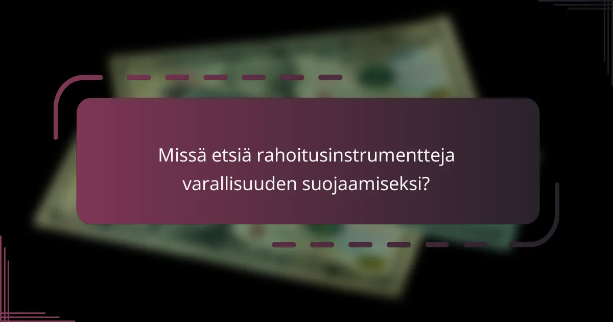 Missä etsiä rahoitusinstrumentteja varallisuuden suojaamiseksi?
