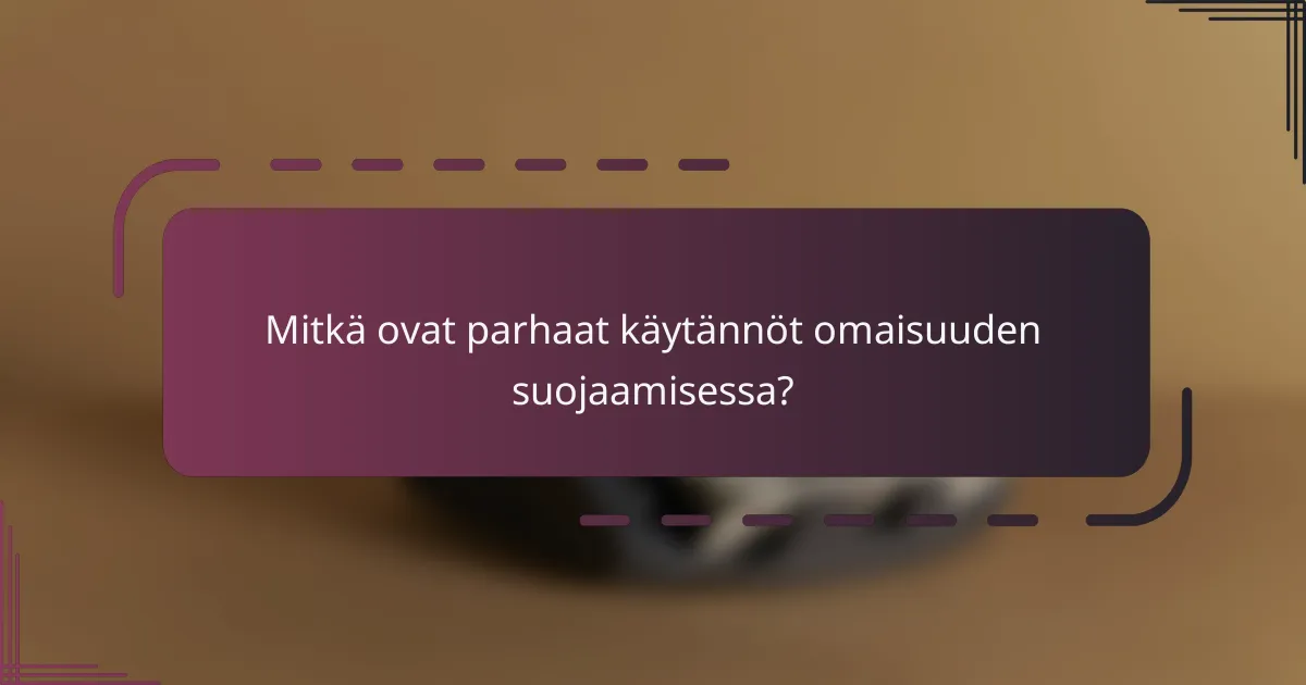 Mitkä ovat parhaat käytännöt omaisuuden suojaamisessa?