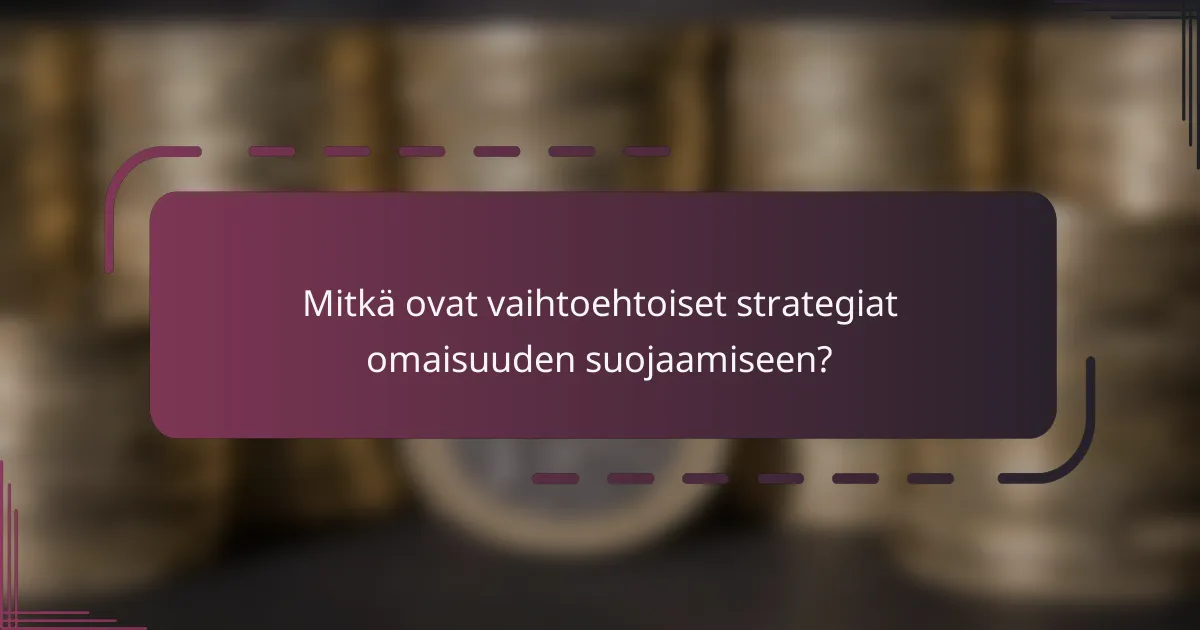 Mitkä ovat vaihtoehtoiset strategiat omaisuuden suojaamiseen?