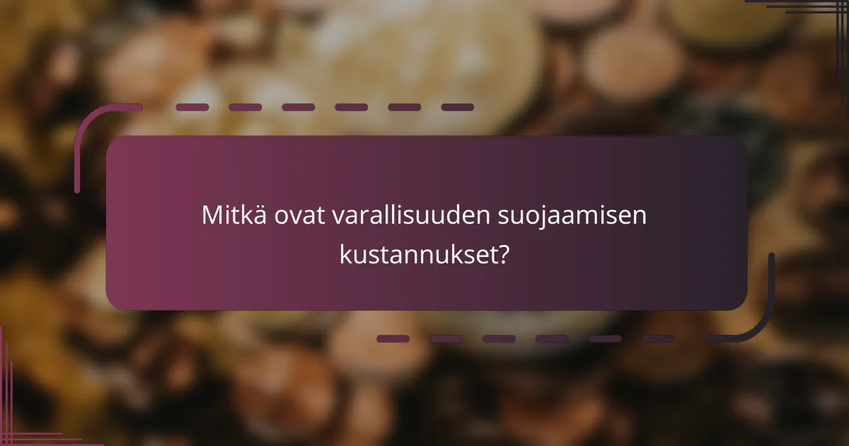 Mitkä ovat varallisuuden suojaamisen kustannukset?